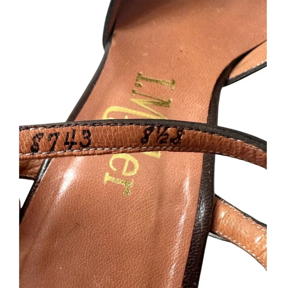 Vintage I.‎ Miller Brown Leather Rosette Heels – Size 8.5B